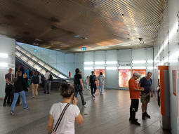 Escalators and stairs to the railway station from the southbound platform