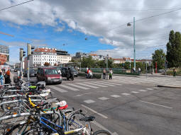 The stop with the southwest-bound platform nearest