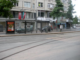 The southbound platform for trams from the west