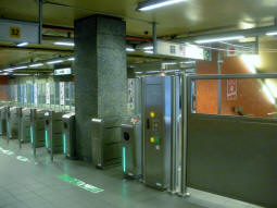 Looking towards the tram platforms from near the tunnel to the metro