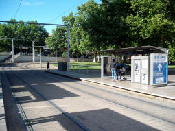 The platform for trams to Odysseum from the other platform