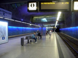 The island platform for trams to Gelsenkirchen, H�ntrop Kirche, Langendreer and Heven Dorf on the side for the first two of those