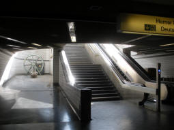 One of the exits, with decoration for the mining museum the station serves and is named after