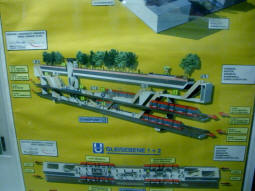 Close-up of the 3D station layout diagram displayed on the upper platforms