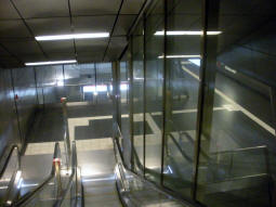 Looking down from the escalator from one of the entrances
