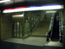 One of the exits from the south-eastbound island platform, featuring an incline lift