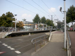 The platforms for trams to and from the north from by the platform for trams to the north