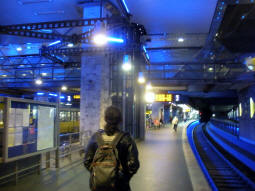 The platform for southbound stadtbahn services. The southbound non-stadtbahn platform is to the left