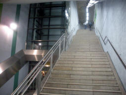 The stairs and lift at the north-eastern end of the platforms