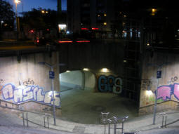 Looking down the huge staircase to the station