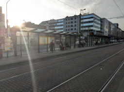 Southbound tram and bus platform from the northbound