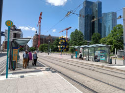 Tram platforms from the eastbound