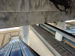 Heading down the westbound island platform with the eastbound platform on the right