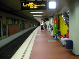 North-westbound platform for lines 1, 2 and 8. North-westbound platform for lines 4, 5, 6 and 11 is to the right