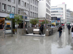 One of the entrances, with lift in the background