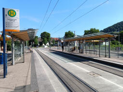 Platforms from the southbound. The S-Bahn station is to the left
