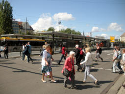Looking across to the stop from near the railway station