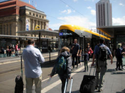 One of the platforms with a tram stopped