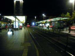 Three of the platforms at night