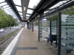 The island platform from the side for trams to M�lheim Hauptbahnhof