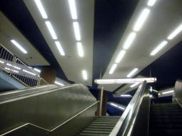 Looking up to the concourse from the escalator from the underground platforms