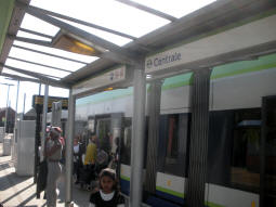 A tram at the platform