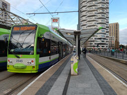 The island platform with the right side for most trams via Church Street