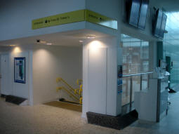 The stairs down to the Metrolink platforms from the bus station