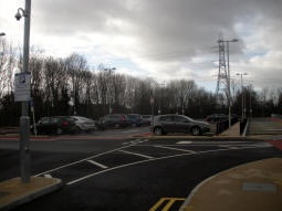 Looking into the car park from the entrance