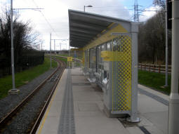 The shelter for those waiting for trams towards Manchester Airport