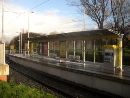 The shelter for those waiting for trams to Manchester