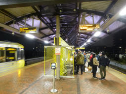 The island platform with the right side for trams via Trafford Bar or Pomona