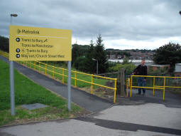Looking towards the ramp down to Church Street West, and the ramp up to the platform for trams to Bury