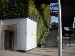 The lift and stairs up to the platforms from Deansgate