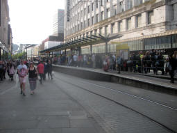 The platforms with the platform for trams via Shudehill nearest