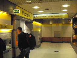 From the Departures platform looking towards the exit to the lift and the street