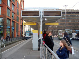 Looking along the platforms from the Market Street end, showing the recently-installed Passenger Information Displays. Hopefully those signs will be removed when the displays come into use, as they make them harder to see from the platforms