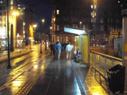 Looking along the platform for trams to Bury, Oldham Mumps and Piccadilly