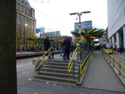 The island platform for trams via Deansgate-Castlefield