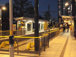Night shot of the platforms