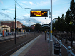 Looking along the platform for trams to Eccles and MediaCityUK