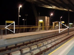 The platform for trams to Manchester