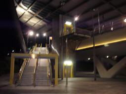 Stairs and lift to the platform for trams to Manchester