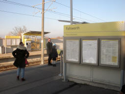 Entering the platform for trams to Manchester