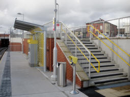 An exit from the platform for trams to Rochdale
