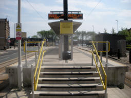 The entrance to the station at the Rochdale Town Centre end