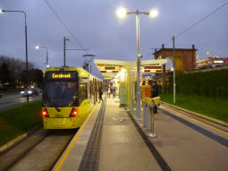 The island platform looking in the direction of Barton Dock Road station