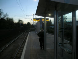 The platforms from the side for trams to Nottingham