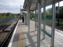 Looking along the platform for trams to Station Street