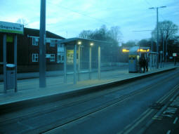 The island platform with the nearest edge for trams to the city centre